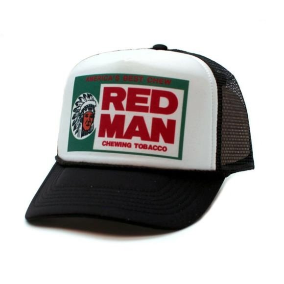 Retro Vintage Style Printed Trucker Red Man Chewing Snuff Dip Chew Hat Vintage L - Picture 2 of 6